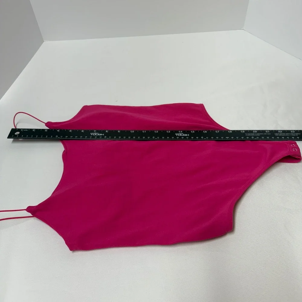 Intimately Free People Magenta Pink Spaghetti Strap Thong Bodysuit ML Scoop Neck